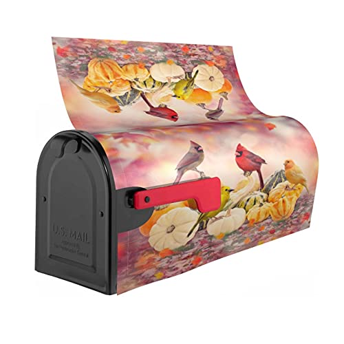 Duduho Thanksgiving Pumpkins Cardinal Birds Mailbox Cover Magnetic Autumn Harvest Seasonal Mailbox Wraps Post Box Cover Décor 25.5x21 in - Thumbnail 3