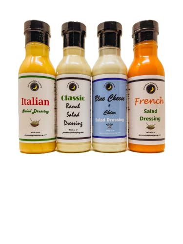 Premium | Classic Salad Dressing Variety 4 Pack | French Salad Dressing | Blue Cheese & Chive Salad Dressing | Classic Ranch Salad Dressing | Italian Salad Dressing | Crafted In Small Batches #TOP22
