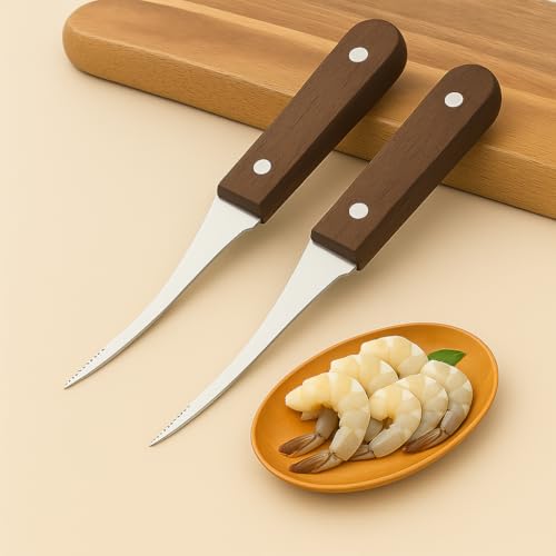 Image of Machado Ultra-Sharp Shrimp Cord Opener | Shrimp Deveiner| Seafood Peeling Tool | Lobster Cord Remover Stainless Steel Kitchen Knife with ABS Plastic Handle (2-Pcs)