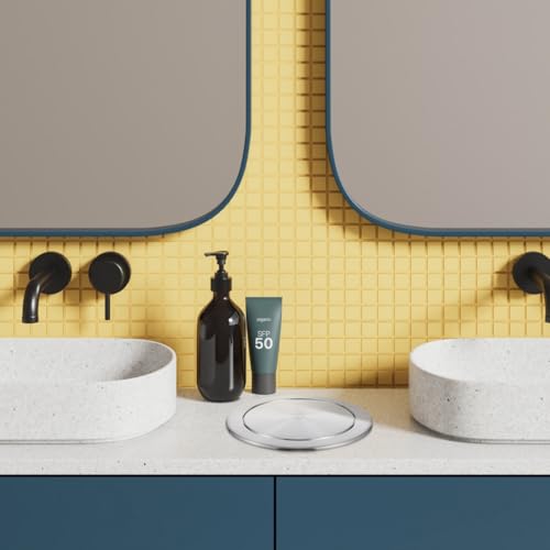 Image of Zerodeko Stainless Steel Trash can Lid 10.55 in Recessed Swing Lid Flush Trash can Cover Replacement for Kitchen Countertop Bathroom Sink Built-in Flap Garbage can Accessory