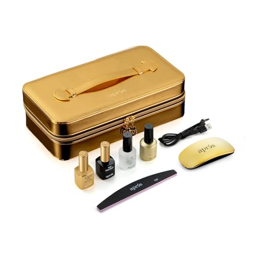 Kit profesional de gel de uñas Apres Nail Gel-X™ con ligadura de pH, base de gel no ácido, luz LED X-Lite, borde esmerilado de grano 100/180 y funda negra de barniz vegano