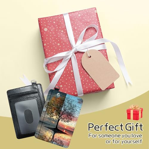 Image of Small Travel Wallets, Day and Night Art Tree Slim Minimalist Front Pocket Wallet with Wristlet, RFID Blocking PU Leather Credit Card Holder with ID Window Change Purse for Men Women