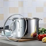 RUHEN Caldo de Acero Inoxidable - Sopa con Tapa de Vidrio, sartén Multifuncional de Metal Inoxidable para el hogar