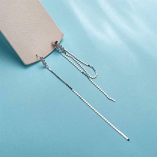 Pendientes de plata de ley S925 largos con borla de mujer 2