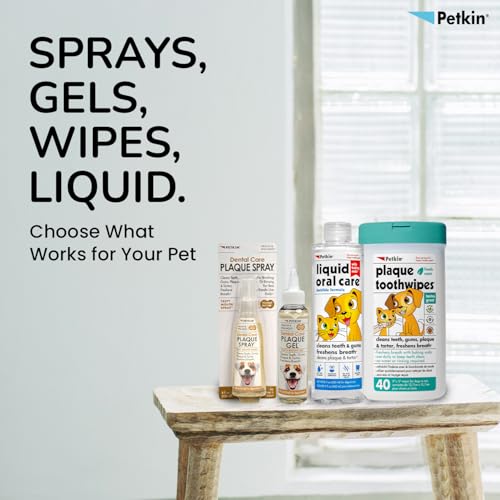 Image of Petkin Plaque for Dogs, Peanut Butter Flavor, Easy Oral Care, Supports Daily Dental Hygiene & Fresh Breath Routine,120 ml (120 ml, Peanut Butter Spray)