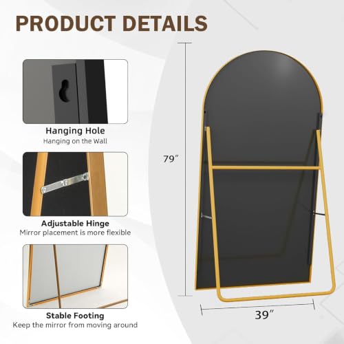 Image of LFT HUIMEI2Y 79 inchx39 inch Arch Full Length Mirror, Gold Floor Mirror
