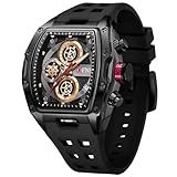 Gosasa Orologio analogico da uomo, alla moda, a forma di botte, con sotto-quadranti cronografo, resistenza all'acqua fino a 30 m, display luminoso, movimento al quarzo multifunzione, regalo ideale per