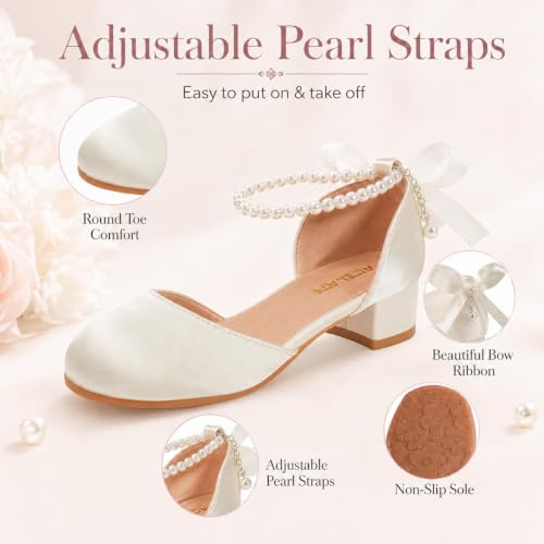 Girls Dress Shoes Low Block Heel Flower Girl Wedding Party Princess Formal Shoes for Big Girls by Orthoshoes - Used condition - Image 6