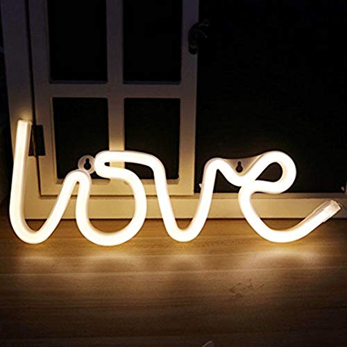Nordstylee Neon Light Art Love LED Veilleuse pour cadeau d'enfant décoration murale chambre fête d'anniversaire Noël décoration de mariage (blanc chaud)