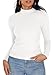 Jar of Love Women's Long Sleeve Shirts for Women Mock Turtle Neck Ribbed Slim Fit Fall Winter Thermal Underwear Tops,M,White
