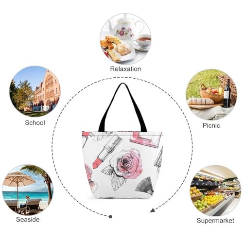 Sac à main fleurs rouge à lèvres élégant avec finitions soignées - 5