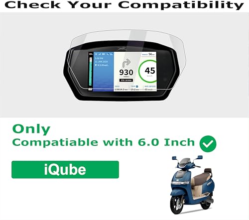 Image of OHAYO 9H Hard Screen Protector for TVS iQube EV 6-Inch Digital Display | Scratch Resistant, Military Strength, HD Clarity, Bubble-Free | Water Resistant Protective Film for TVS iQube Electric Scooter Instrument Cluster | Not Tempered