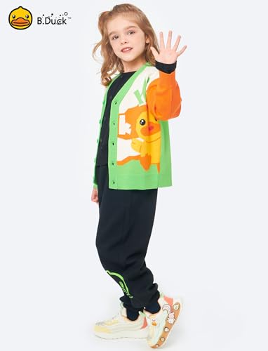 B.Duck Girls Boys Knit Cardigan Sweaters Cute Cartoon Duck Long Sleeve V Neck Button Down Clothes for Kids (3-12 Years)3