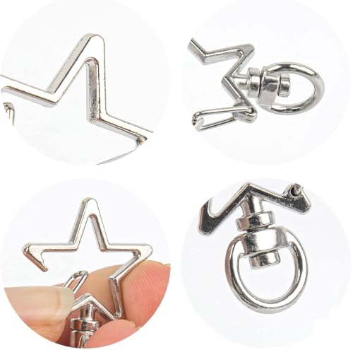 Image of Tia Strap Buckles Metal Clasps Lobster for Handbag, Spring Ring, Purse Dog Hook, Key Chain Swivel Trigger Snap Hook DIY and Purse Making Accessories (2, Silver Star Shape Spring Hook-33x10mm)
