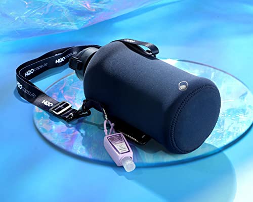 H2O Capsule 2.2L Half Gallon Water Bottle With Storage Sleeve And Covered Straw Lid – Bpa Free Large Reusable Drink Container With Handle - Big Sports Jug, 2.2 Liter (74 Ounce) Navy Blue #TOP6