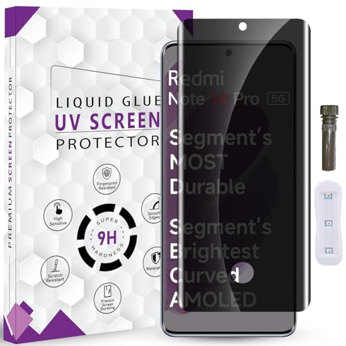 Image of Advanced HD+ UV Privacy Tempered Glass Screen Protector for Redmi Note 14 Pro (6.67 Inch) Edge to Edge Coverage Anti-Spy /Anti-Peeping 9H Hardness Screen Guard with Installation Kit
