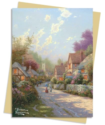 Thomas Kinkade Cobblestone Village Greeting Card en impression d'art premium de haute qualité - 2