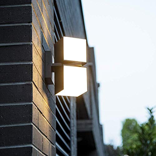 Lutec Cuba 3000K 1100Lm Led Integrated Porch Wall Light Outdoor And Indoor Bedroom Led Wall Lantern Sconce-Black #TOP7