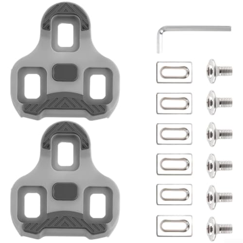 Image of Besttoolifes Cleats for Road Bike with 0 4.5 9 Degree Float, Anti Slip Shoe Covers for Carbon Fibre, Three Hole Cycling Clips(Gray)