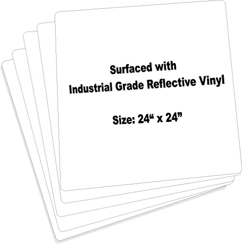 JustSignFrames Blank Reflective Metal Sign (Pack of 5) Made of Aluminum Sheet Metal Plate Surfaced with 3M Industrial Grade Reflective Vinyl, Customized For Personalized Banner, 24 x 24 x .040, White