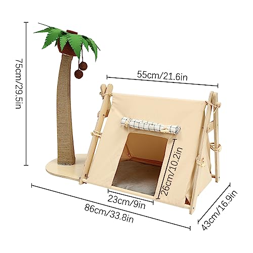 Rascador para gato tipo árbol con casa y bola colgante miniatura 2