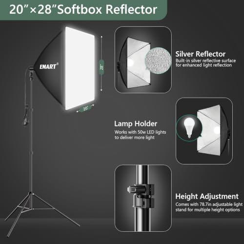 Image of EMART 58x76in Collapsible Green Screen Backdrop Photo Lighting Kit Portable
