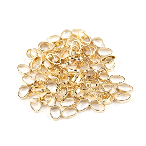 Gold Pendant Clasp 100Pcs Pinch Bails For Jewelry Making 14K Gold Plated Brass Pendant Clasp Connectors Bails For Necklace 5X7Mm #TOP6