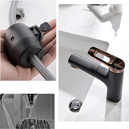 Robinet de lavabo rétractable avec pistolet spray pour salle de bain - 6