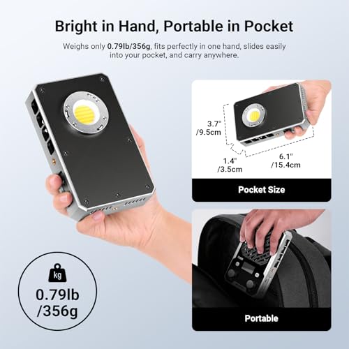 Image of NEEWER 100W Ultra Compact LED Video Light APP /Panel Control, Pocket Size Bi Color COB Continuous Output Lighting with 4 Dimming Curves /2700K-6500K /CRI96+ for Studio Photography Recording, FS100B