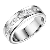 SweetJew Mens Wedding Band Ring 925 Sterling Silver Ring 1ct 10 Large Princess Cut Cubic Zirconia Size 9.5