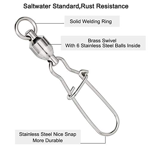 image for Dr.Fish 20PCS Fishing Ball Bearing Swivels with Duo Lock Snaps Stainle