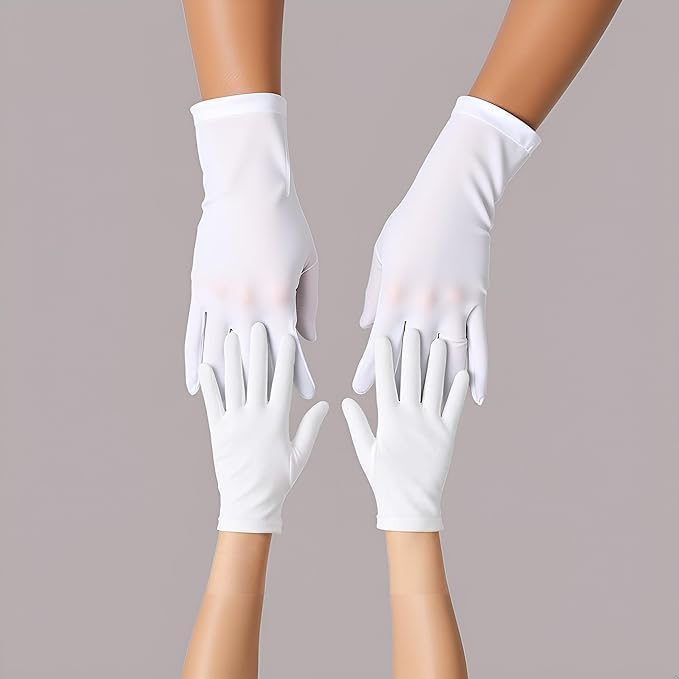1Pair White Short Satin Gloves Opera Gloves Wedding Bridal Gloves Women's Gown Gloves White Gloves for Party Dance Dinner Banquet Easy to Wear Easy to Use and Store,Gloves and Mittens