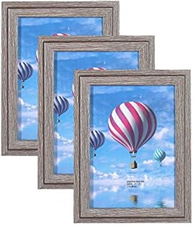 Metrekey A4 Photo Frames 3 Pack Certificate Frame Dark Oak Driftwood Picture Frame Acrylic Glass Front - Freestanding and Wall Mountable