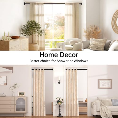 BRIOFOX Shower Curtain Rod Adjustable 18-78 Inch, Stainless Steel Spring Tension Shower Rod No Drilling Non Slip, Matte Black