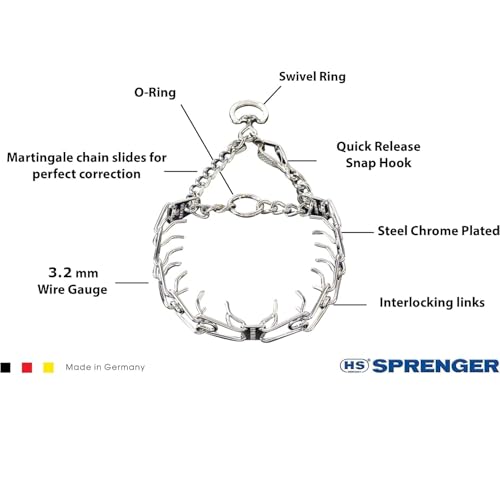 Image of Herm Sprenger Pet Supply Imports Chrome Plated Training Collar with Quick Release Snap for Dogs, Large, 3.2mm, 23-Inch