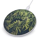 Green Weed Wireless Charger Portable Fast Charging Pad Lightweight Wireless Charging Pad 10W Slim Charging Station for Phone Charger Mat for Travel Home Office Desk