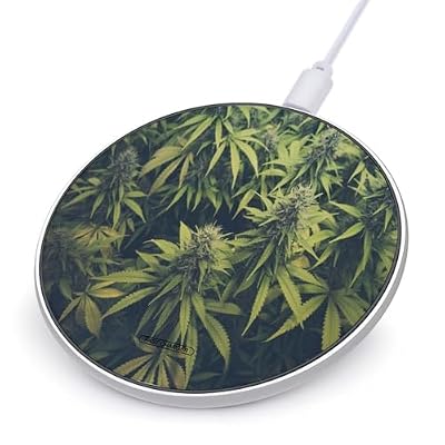 Green Weed Wireless Charger Portable Fast Charging Pad Lightweight Wireless Charging Pad 10W Slim Charging Station for Phone Charger Mat for Travel Home Office Desk