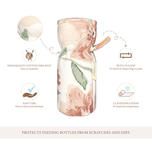 Image of Crane Baby Cotton Bottle Cover /Warmer, Parker Collection (Pack of 2, 19 x 8 x 8 cm, Fits Upto 330ml Bottle), Pink