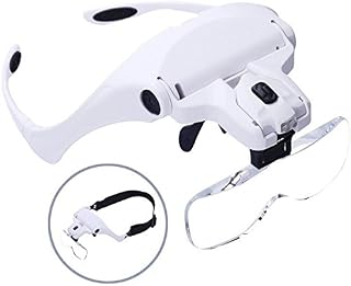 Head Magnifier Glasses, Head Mount Magnifying Glasses with Light for Reading Professional Headb