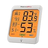 ThermoPro Indoor Hygrometer Humidity Gauge Indicator Digital Thermometer Room Temperature and Humidity Monitor with Touch Backlight