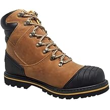 Mens 6" Steel Toe Work Boots, Full Grain Tumbled Leather Oil, Slip + Acid Resistant Construction Shoe, Goodyear Welt with Heel Kick