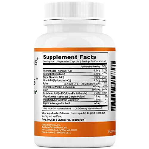 Interplexus B-Kalmplexus - B Complex With Organic Ashwagandha, Magnesium And Phosphatidylserine - Gluten Free, Dairy Free, Soy Free - 60 Capsules (60 Servings) #TOP1