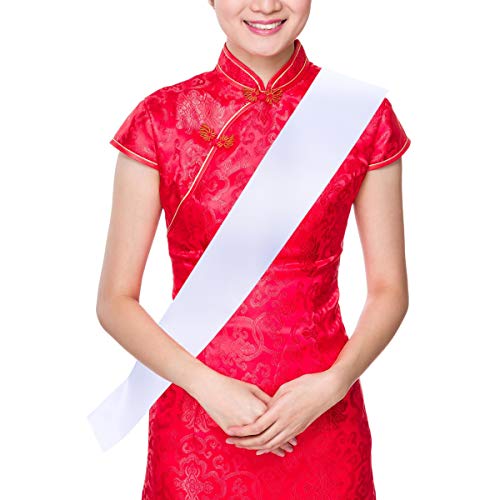 Nuolux 6 Pack White Blank Plain Satin Sash Diy Sash For Birthday Baby Shower Hen Party Supply #TOP3