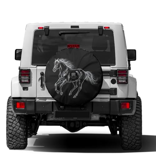 Image of Delerain Spare Tire Cover with Backup Camera Hole Horse Line Wheel Covers Waterproof Dust-Proof UV Sun Universal Fit for RV Trailer RV SUV Truck (17 Inch for Diameter 31 inch-33 inch)