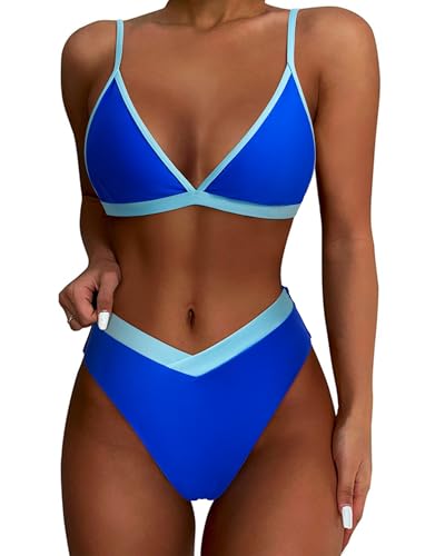 DOULAFASS V-förmige Taille Bikini Damen Set Hoher Schnitt Triangel Bikini 2tlg Bademoden DOULAFASS V-förmige Taille Bikini Damen Set Hoher Schnitt Triangel Bikini 2tlg Bademoden