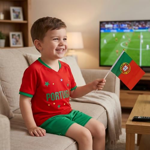 Image of Unisex Kids Soccer Jersey and Shorts Kit 2-Piece Set Boys Girls Football Outfits for Little Athlete 2-14 Years