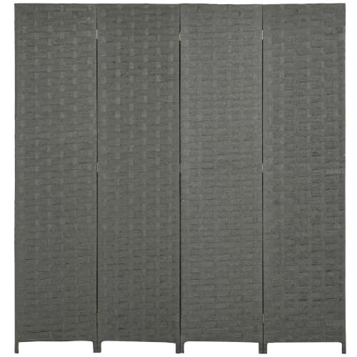 Image of HOMCOM 4-Panel Room Dividers Wave Fibre Freestanding 170 cm,Grey