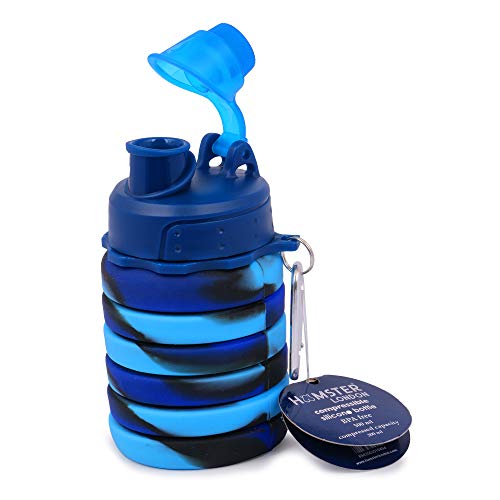 Image of HAMSTER London Silicone Expandable and Foldable Water Bottle for Kids 500ml (Blue)