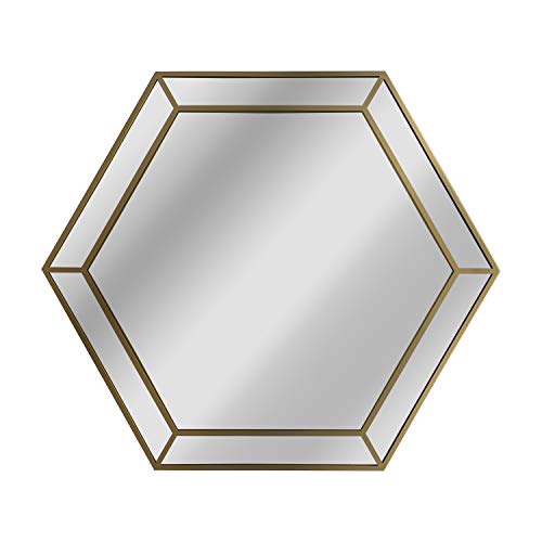 RADIANCE goods Golden Finish Hexagon Framed Wall Mirror 30" Width