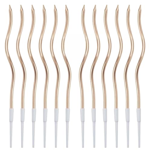 OukeMaxi 24 Pcs Champagne Spiral Candles